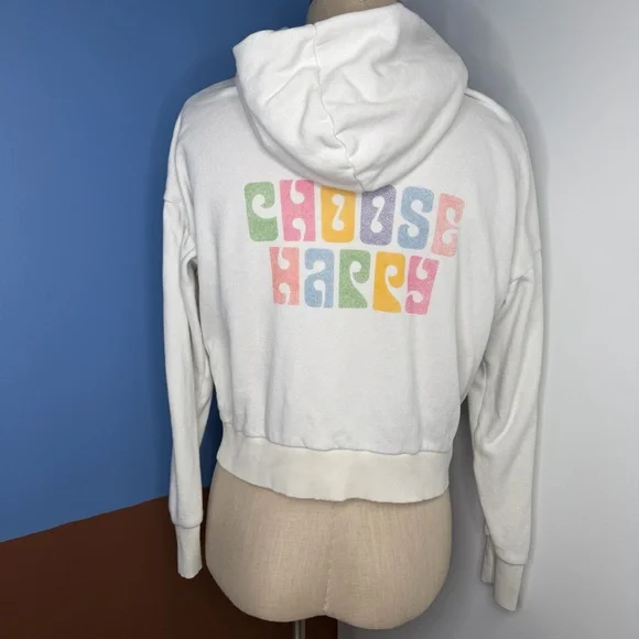 LNA Revolve Choose Happy Zip Up Hoodie in Lily White Size XS - Picture 5 of 7